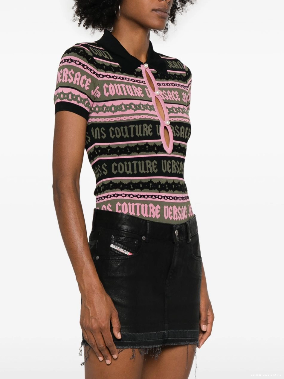 Cheap bodysuit Jeans Women Versace Couture jacquard striped 0812